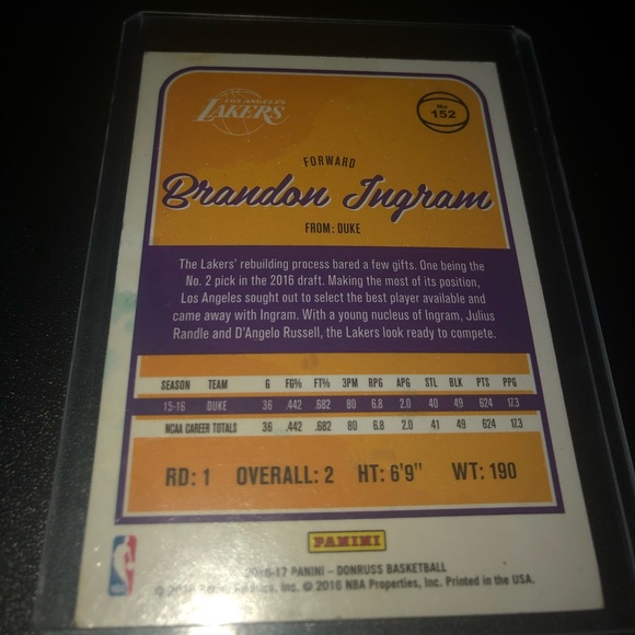 Brandon Ingram Donruss Rated Rookie Basketbal Card - Picture 5 of 5